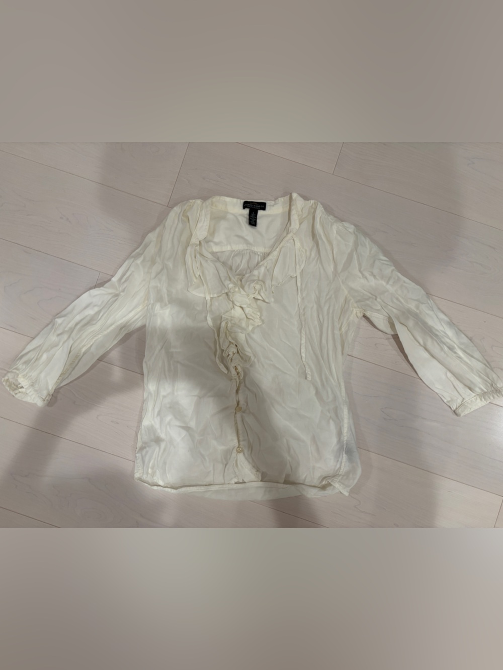 Lauren Ralph Lauren Light Cream Ruffle Front Blouse